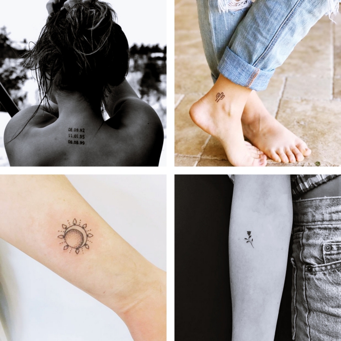 cuatro diseños de tatuajes simbolicos y pequeños para mujeres, diseños de tattoos pequeños, galería de imagines con tatuajes 