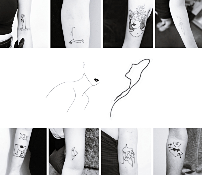 diferentes diseños de tattoos con caras de mujer, ideas unicas de tatuajes en el brazo mujer, tatuajes originales y unicos
