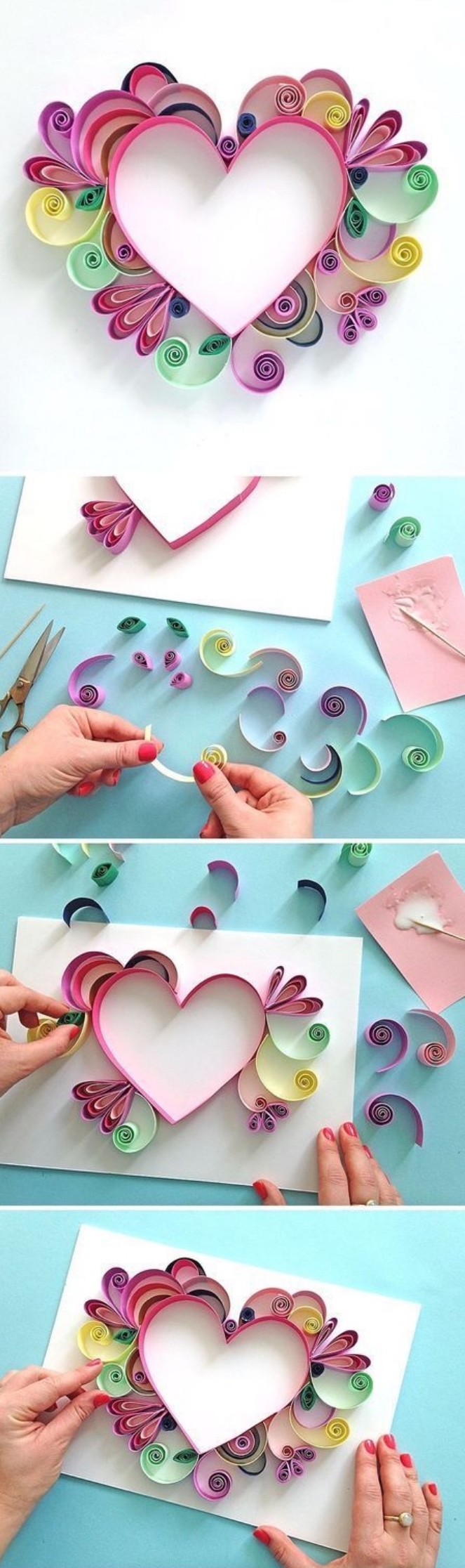 preciosas decoraciones con papel, cuadros para regalar unicos para el Día de la madre, ideas de manualidades sencillas para niños