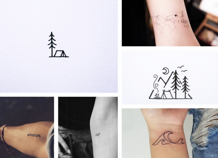 diseños-de-tatuajes-pequeños-para-mujer-tatuajes-minimalistas-tatuajes-para-las-personas-viajeras-y-aventureras seis propuestas encantadoras de tatuajes en el antebrazo para los amantes de los viajes, tatuajes simbólicos bonitos