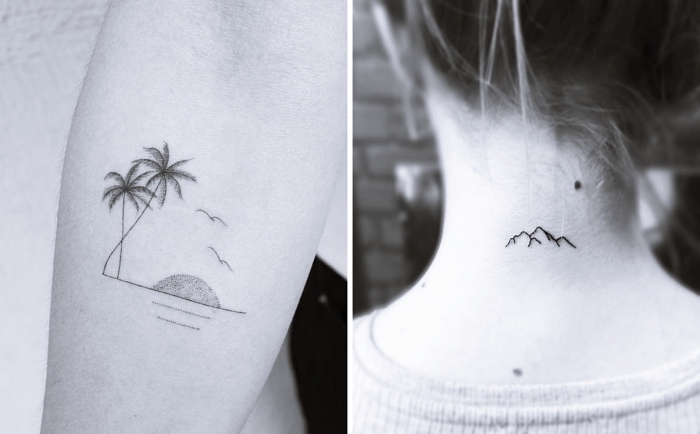 bonitos diseños de tatuajes de tamaño pequeño, tatuajes pequeños para mujer con fuerte significado, tattoos en la nuca