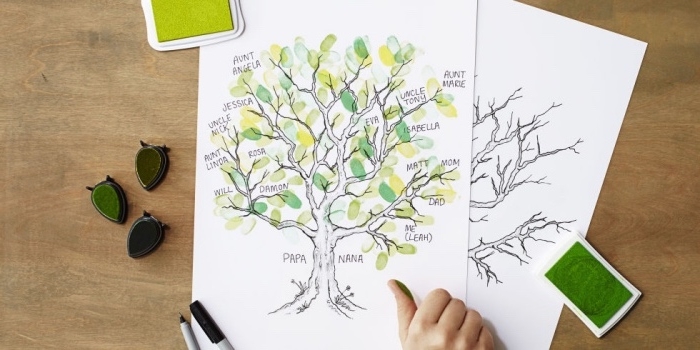 dibujos originales, ideas para fomentar la creatividad en los niños, dibujo árbol genealógico, manualidades sencillas para niños