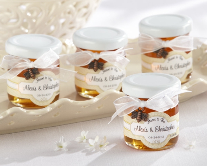 frascos de miel personalizados, ideas de regalos caseros, detalles de boda originales para invitados, botes de miel personalizados 