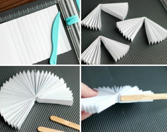 abanico de papel DIY paso a paso, manualidades en casa fáciles de hacer y divertidas, proyectos DIY para niños y adultos 