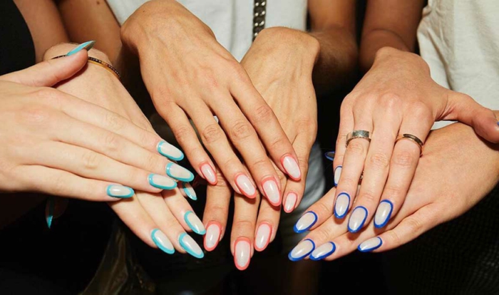 variaciones de las uñas francesas con toques de color, últimas tendencias en uñas y modelos de uñas de gel bonitos 