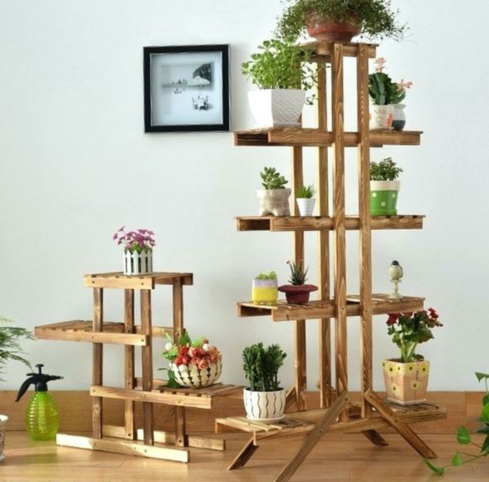 originales ideas sobre cómo montar un jardín vertical en el interior de tu casa, jardineras de madera super bonitos y estilosos 
