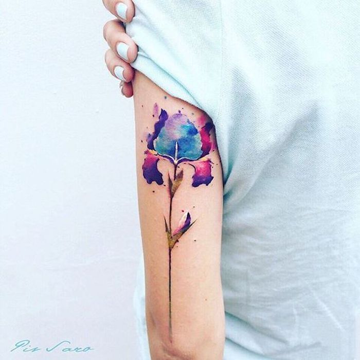 tatuaje brazo en colores, diseños de tatuajes en acuarela originales, tatuajes pequeños para mujeres originales fotos 