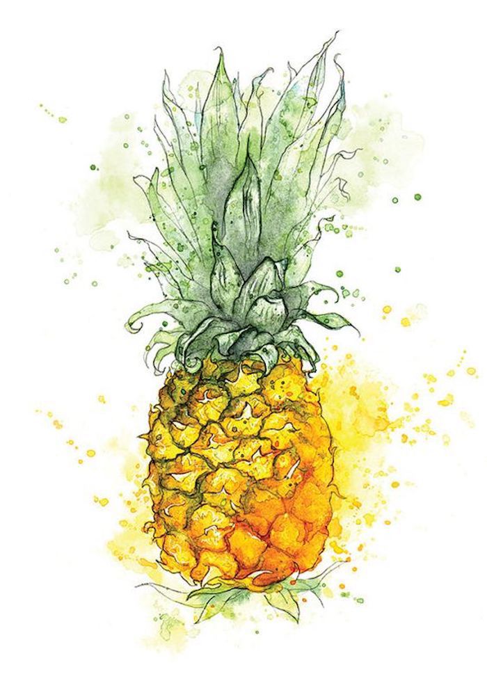 dibujos de frutas de verano para dibujar, dibujos para niños originales, ideas sobre qué pintar con pinturas acuarelas 