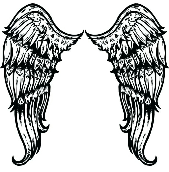 tatuaje simbólico alas de angel, tatuajes faciles y bonitos, diseños de tatuajes fáciles que puedes imprimir, galería de imágenes de tattoos 