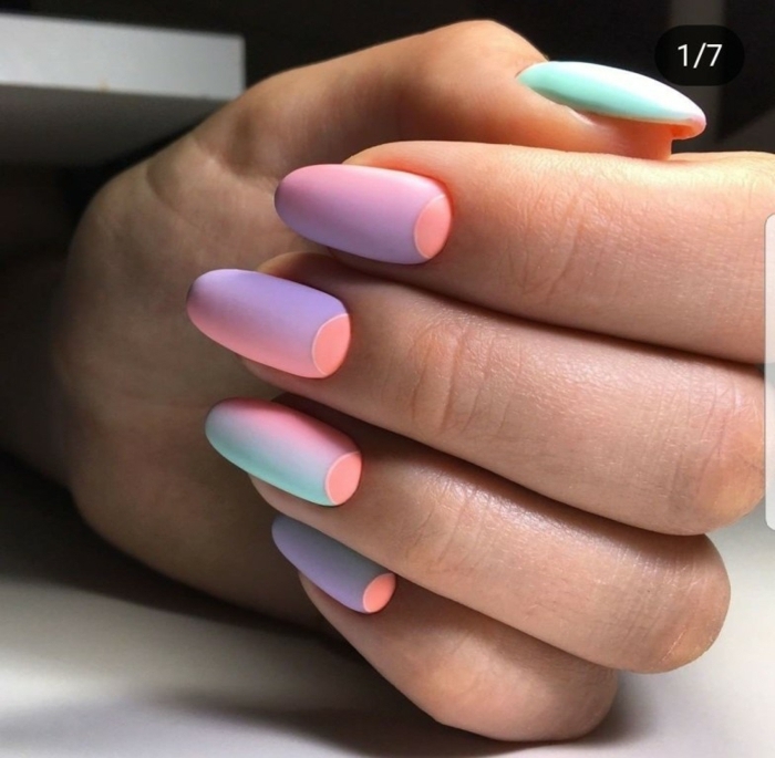 cuáles son las últimas tendencias en las uñas, uñas otoño 2019, decoración de uñas en colores neón, uñas de forma almendrada