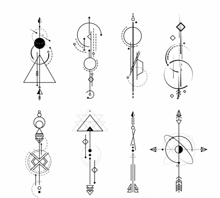 tatuajes geométricos con flechas con un significado escondido, diseños de tatuajes originales con figuras geométricas 
