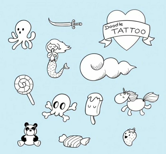 pequeños motivos en estilo old school para tatuajes, diseños originales de tatuajes minimalistas en plantillas que puedes descargar 