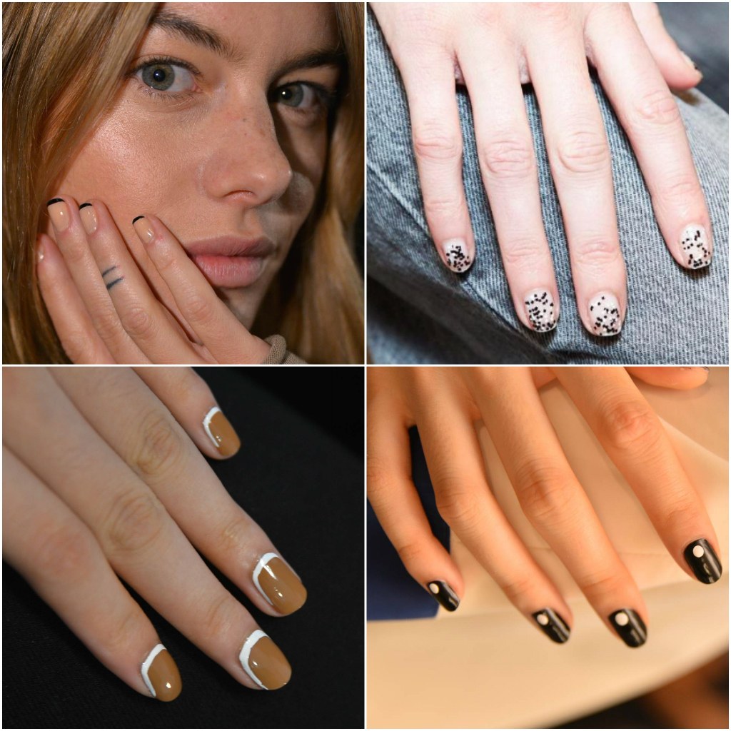 colores y modelos de uñas en tendencia, uñas negras decoradas, uñas francesas y esmaltes de uñas en colores terrestres