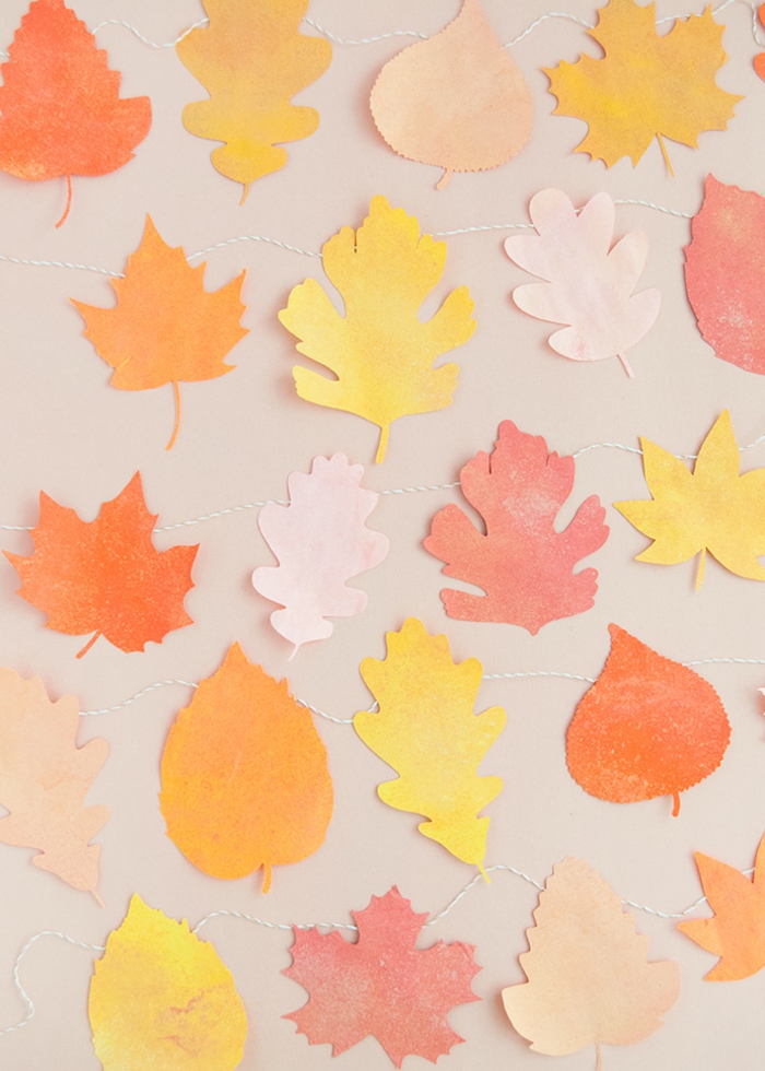  hojas de otoño decorativas hechas de papel, guirnaldas DIY para decorar la casa en otoño, ideas de manualidades otoño