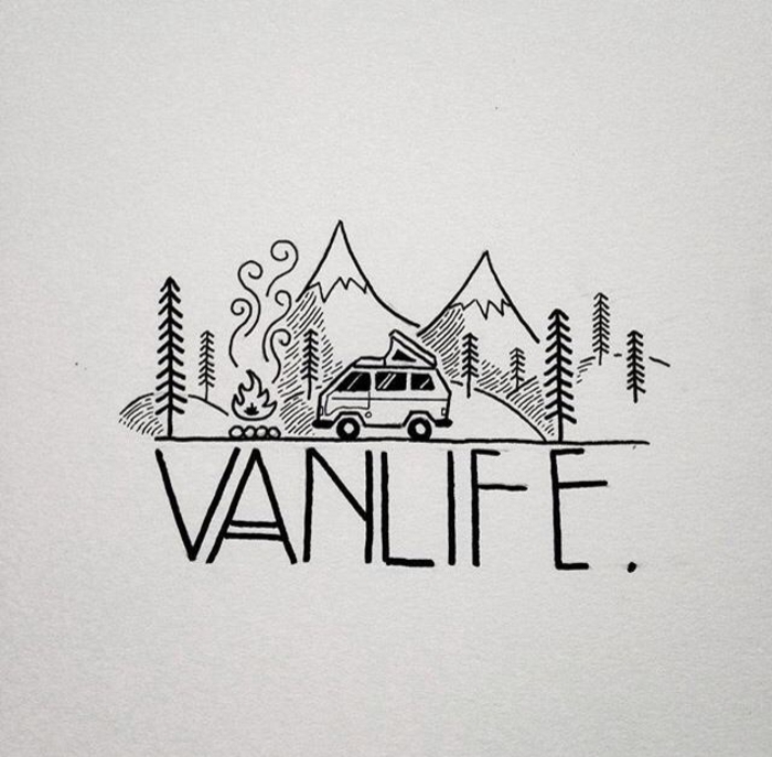 coche en las montañas, ideas de pequeños dibujos y diseños de tatuajes para las personas viajeras 
