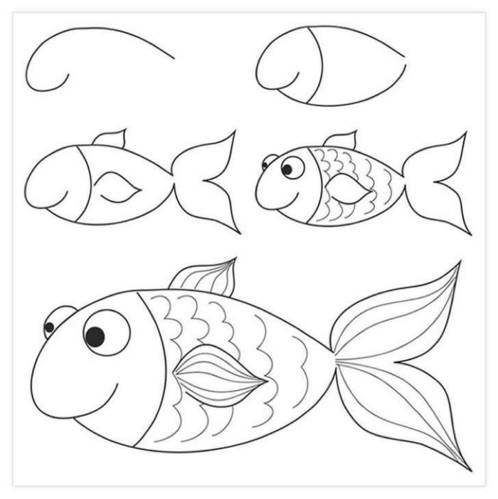 ideas sobre como dibujar un pez son figuras simples paso a paso, dibujos para dibujar a lapiz en fotos 
