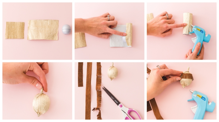 tutoriales en foto sobre manualidades con papel crepe para decorar la casa en otoño, manualidades para pequeños y adultos 
