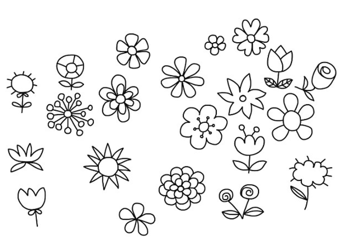 motivos florales para calcar o redibujar, ideas de cosas simples para dibujar en casa, manualidades para niños 