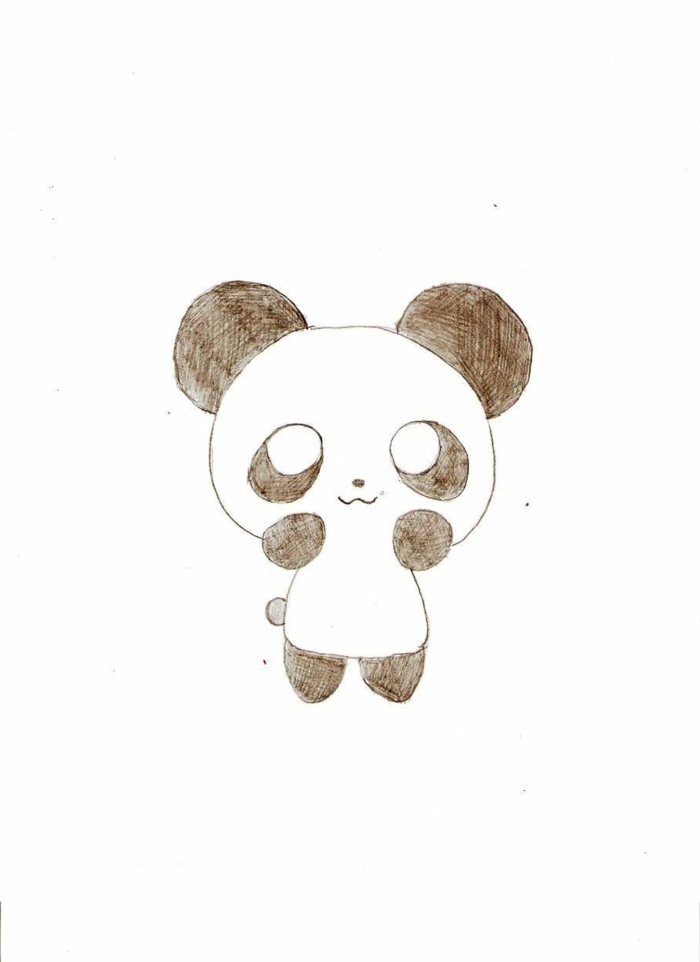 pequeño dibujo de panda, pequeños detalles para redibujar, dibujo panda a lapiz, ideas de dibujos de animales sencillos 