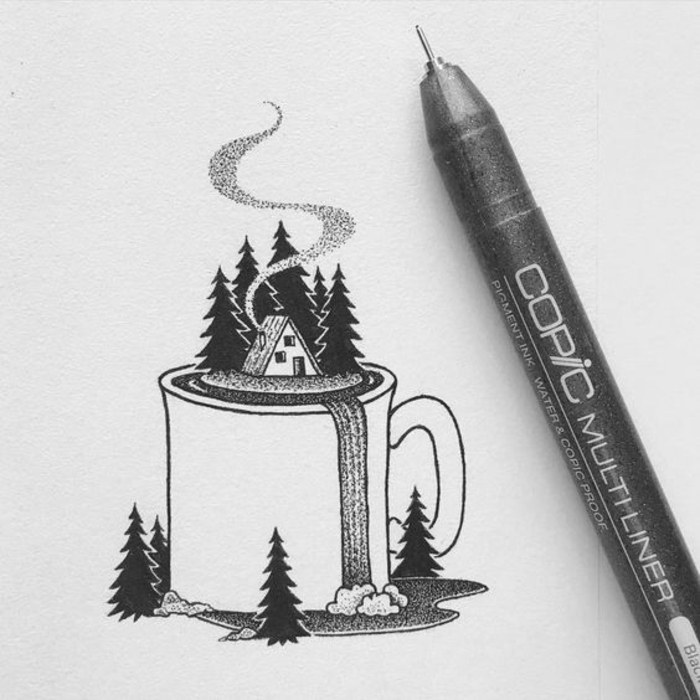 adorables imágenes de dibujos fáciles y acogedores, ideas de dibujos abstractos con detalles de la naturaleza 