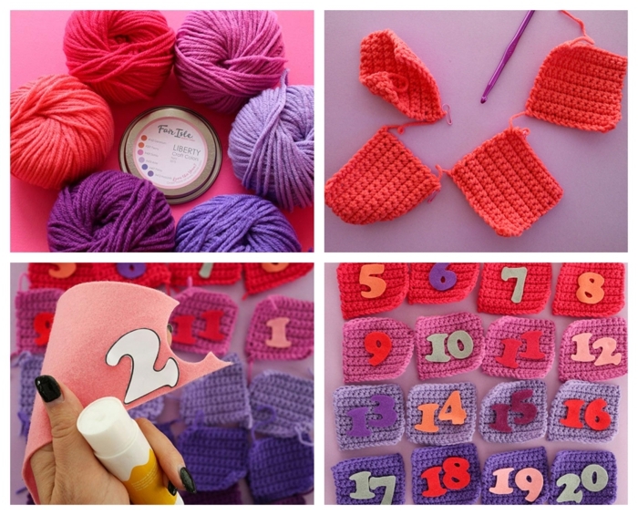 pasos para hacer manualidades a crochet, calendario personalizado paso a paso, manualidades para navidad originales