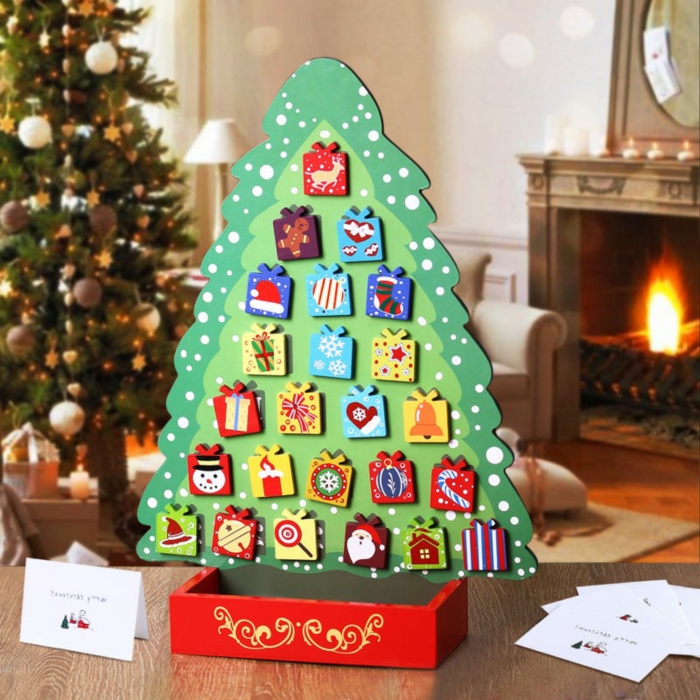 bonito calendario de adviento para regalar, ideas de manualidades Navidad originales y faciles de hacer, decoracion navidad 