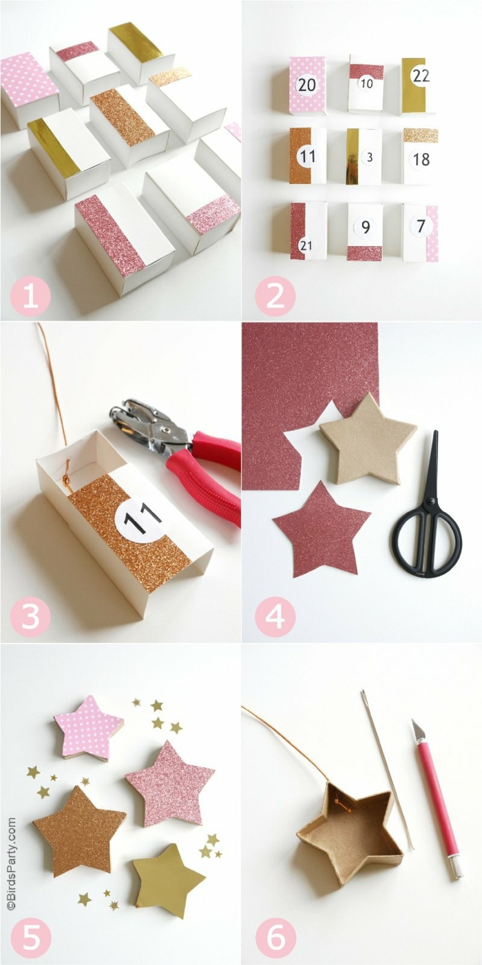 pasos para hacer un calendario DIY de cajas de papel maché, ideas de regalos personalizados para Navidad, regalo amigo invisible