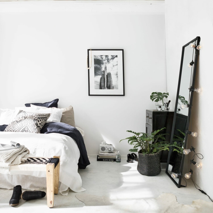 fenomenales ideas de decoracion habitacion gris y blanco, ideas para decorar el espacio en Navidad, fotos de cuartos decorados