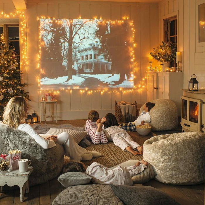 las mejores ideas de habitacion gris y blanco, habitación en color blanco y gris, ideas decorativas para navidad, decoración con bombillas