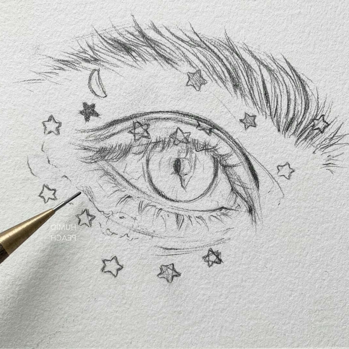 como dibujar un ojo, magnificiads ideas de dibujo a lapiz en estilo tumblr, dibujos tumblr originales y faciles de hacer