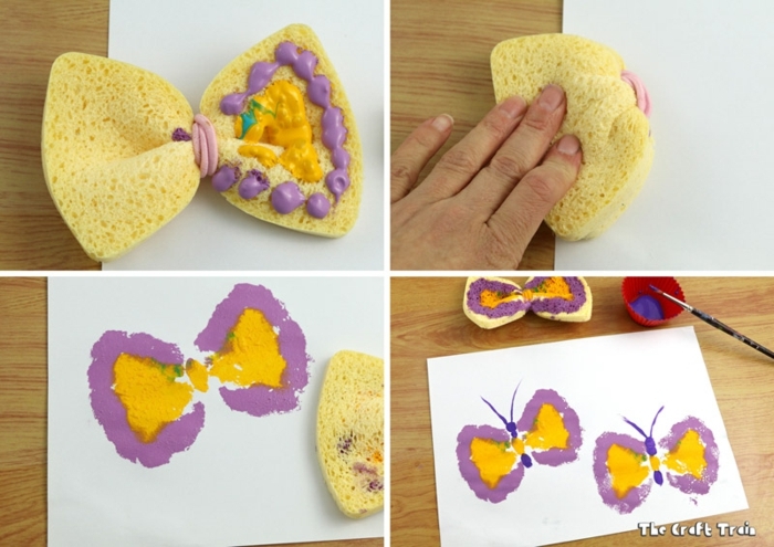 manualidades para niños originales con materiales reciclados, como hacer estampado mariposa con papas ideas geniales 