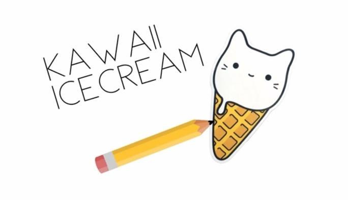 como dibujar un helado, ideas originales de dibujos de comida kawaii, fotos de dibujos faciles de hacer en casa kawaii