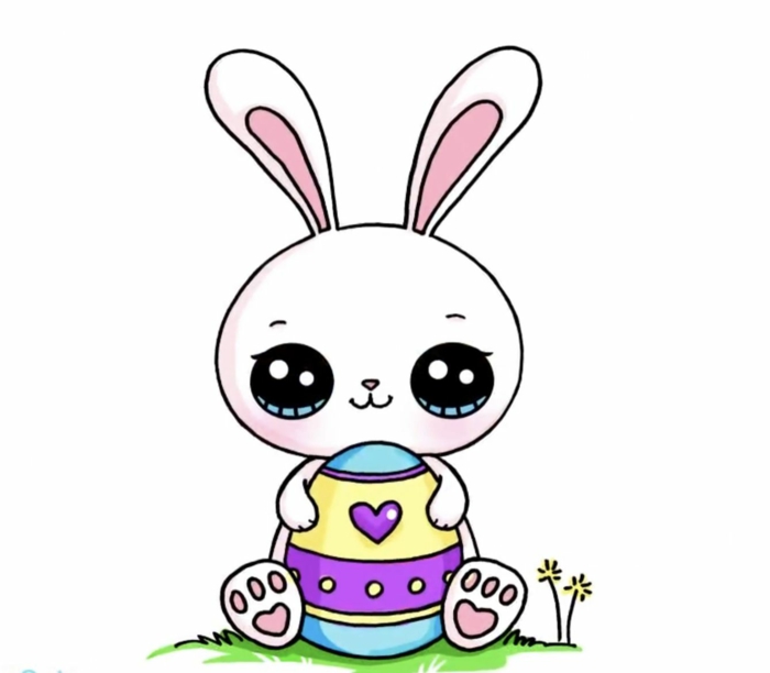 originales ideas de dibujos infantiles lindos, dibujos de conejos para Pascua, pequeños detalles coloridos para dibujar en casa