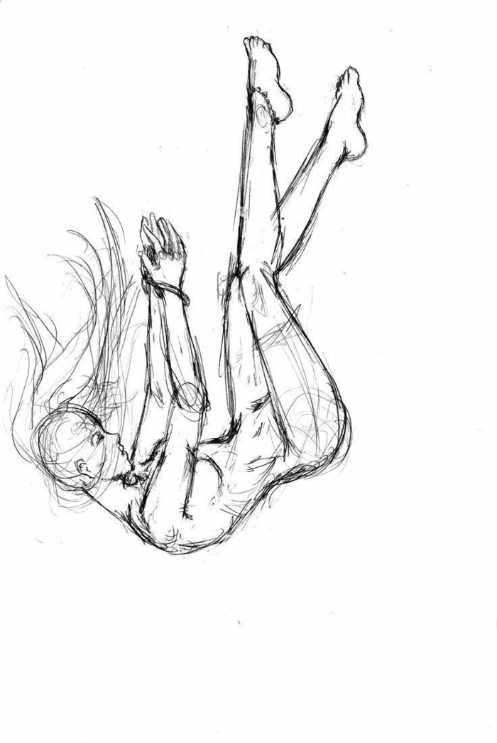dibujos tumblr blanco y negro originales, como dibujar una persona, esbozo a lapiz de una mujer cayendo, fotos de dibujos 