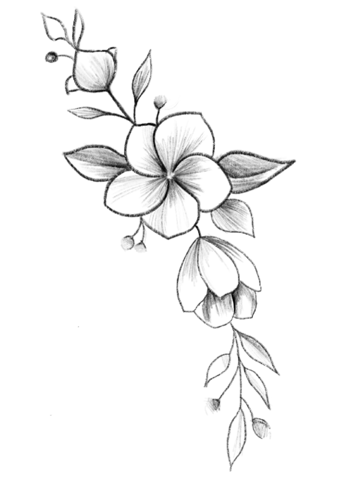 dibujo ramo de flor, originales ideas de dibujos de árboles frutales florecidos, fotos de motivos florales para dibujar en casa 