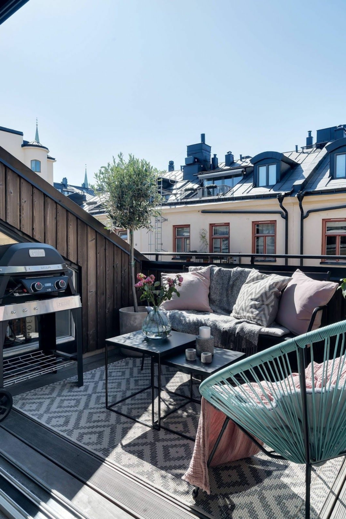 ideas para decorar una terraza de relax, terraza chill out decorada en colores pasteles, fotos de balcones decorados 