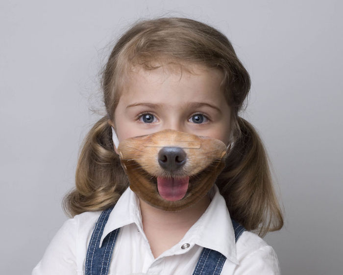 mascarilla divertida infantil con perro, ideas de mascarillas DIY para pequeños y adultos, fotos de mascarillas para hacer en casa 