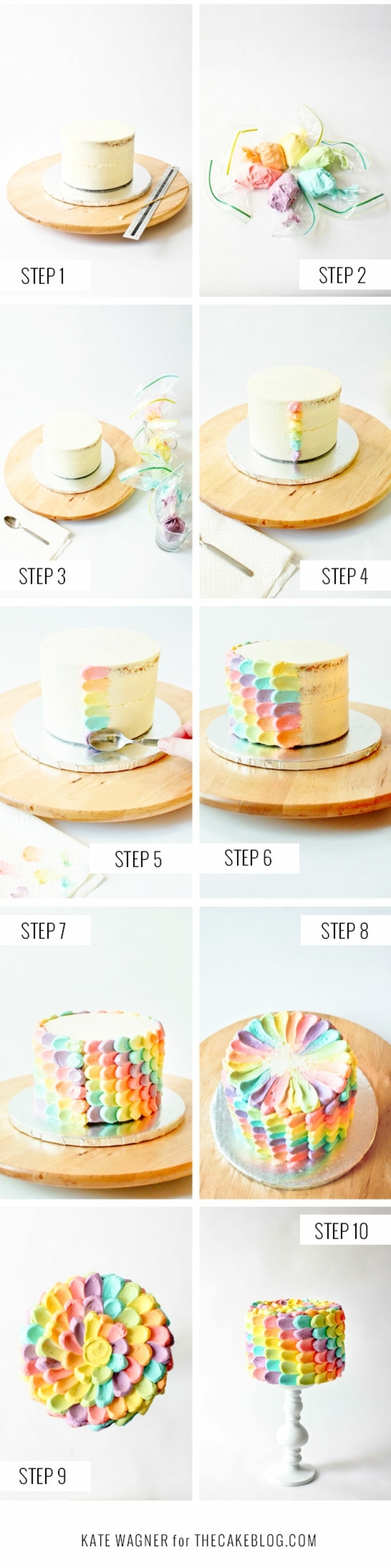 pasos sobre como decorar una tarta con manga pastelera, ideas de tartas ricas y faciles de preparar para un cumpleaños