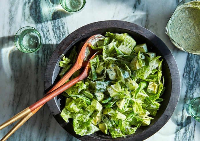 ensaladas verdes originales y ricas, ideas de ensaladas ligeras para cenas saludables, fotos de ensaladas faciles de hacer en casa