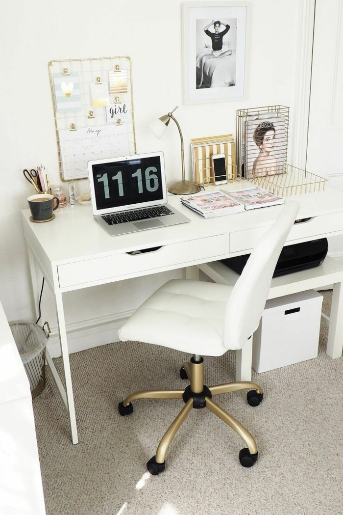 bonito despacho decorado en blanco,mesa oficina blanca, ideas para decorar un rincon en casa para trabajar, fotos de oficinas en casa 