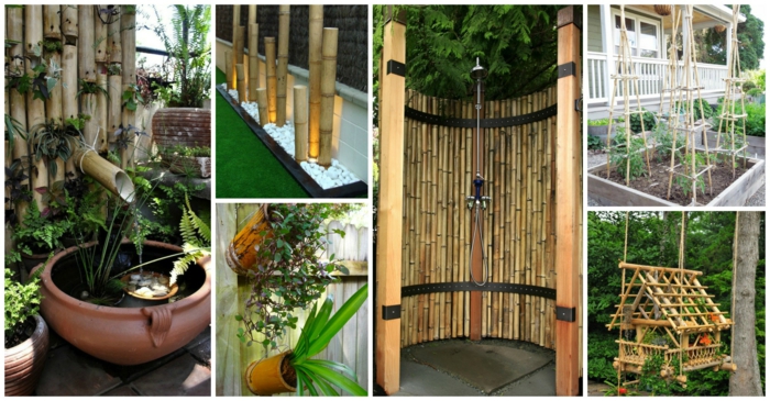 seis ideas sobre como decoar el jardin, cañas bambu decoracion, ideas de detalles decorativos con bambu, fotos de decoracion bambu 