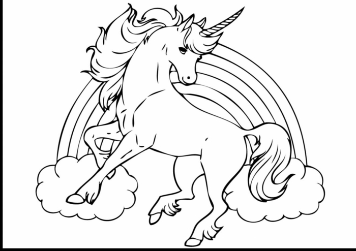 geniales ejemplos de dibujos de unicornio para descargar, imprimir y colorear, dibujos para pintar chulos y faciles en fotos 