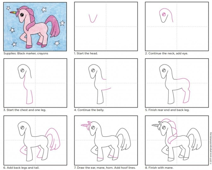 ideas sobre como dibujar un unicornio kawaii facil, fotos de dibujo unicornio en colores, las mejores ideas de dibujso chulos 