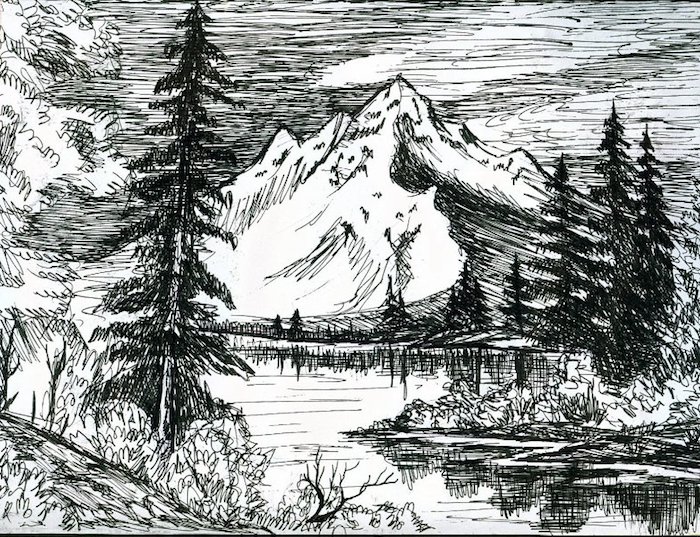 3 los mejores ejemplos de paisajes para dibujar fotos de dibujos en blanco y negro arboles montañas rios