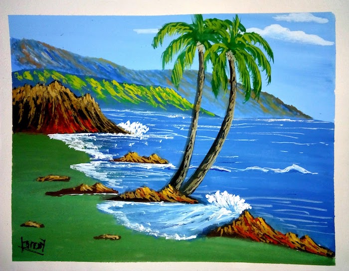 geniales ideas de dibujos del mar palmeras hierba rocas montañas mr cielo