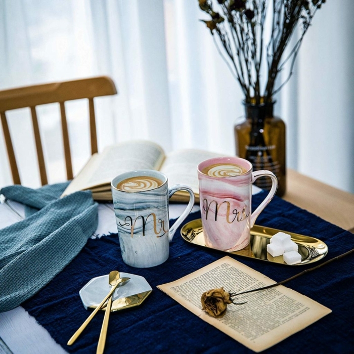 1 unicos para novios ideas de regalos mesa cubierta azul tazas personalizadas novio novia color azul rosado