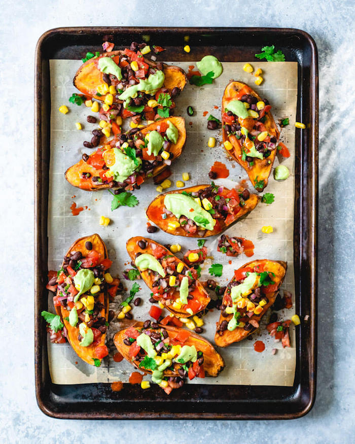 a preparar batatas rellenas frijoles maiz aguacate batata al horno fotos de recetas caseras