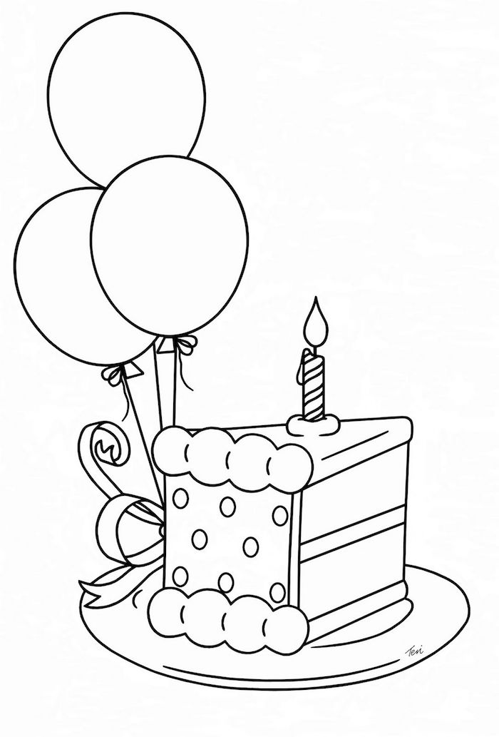 bonitas ideas de pastel de cumpleaños fotos de dibujos de cumpleaños chulos globos pedazo de tarta vela
