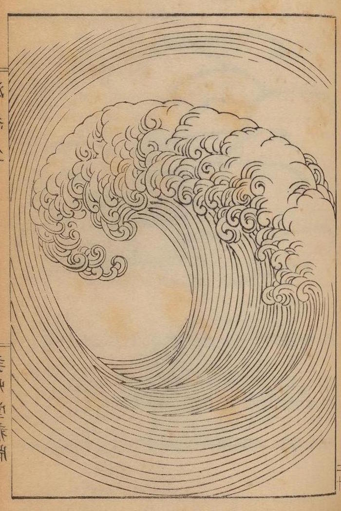 bonitos ejemplos de dibujos arte japones olas del mar dibujos a lapiz