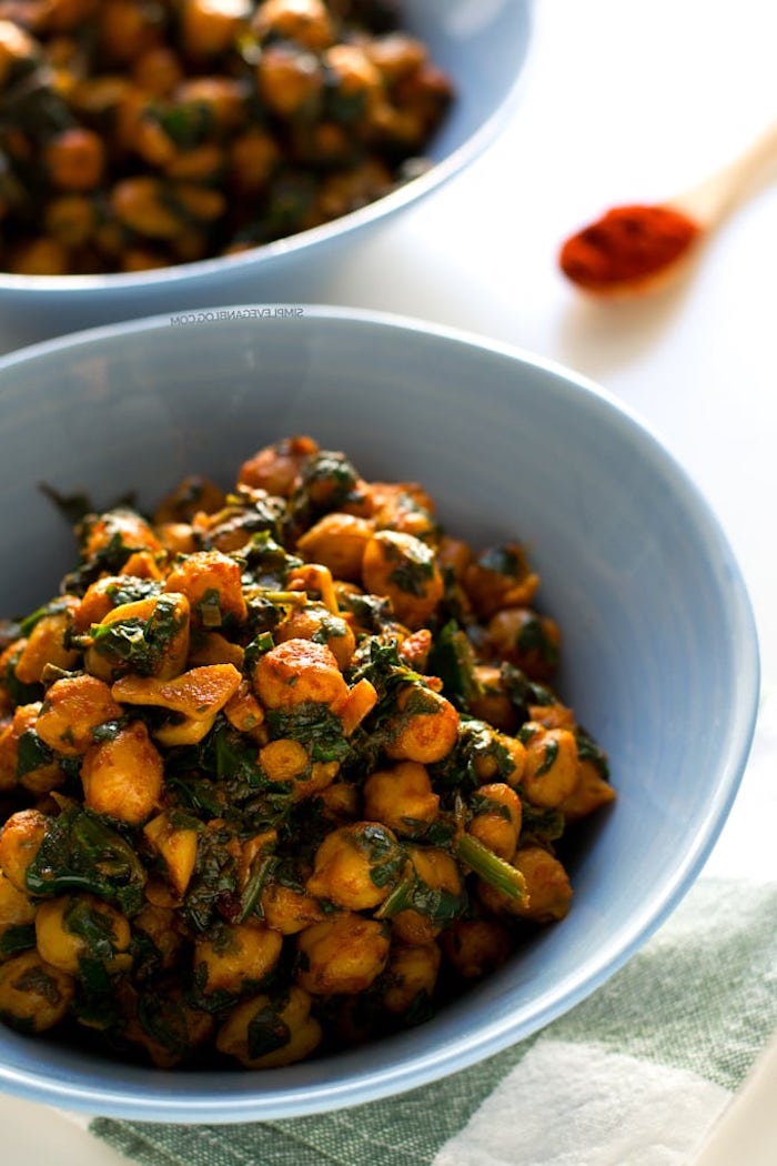 espinacas con garbanzos con verduras ideas de platos saludables veganos ideas para cenas saludables